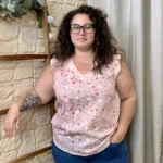 Blouse fleurie (T44-T52) - fuchsia - 52