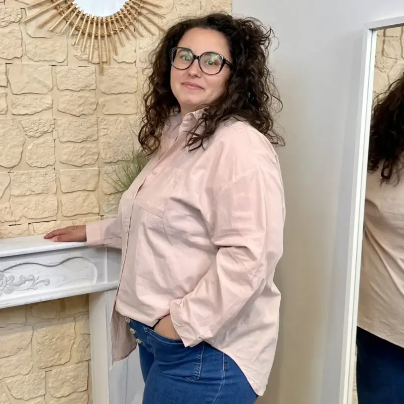 J594 - Chemise avec poche - rose-poudre - 52