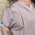 Blouse ajourée (T42-T52) - rose-poudre - 52