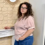 Blouse ajourée (T42-T52) - rose-poudre - 52