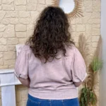Blouse ajourée (T42-T52) - rose-poudre - 52