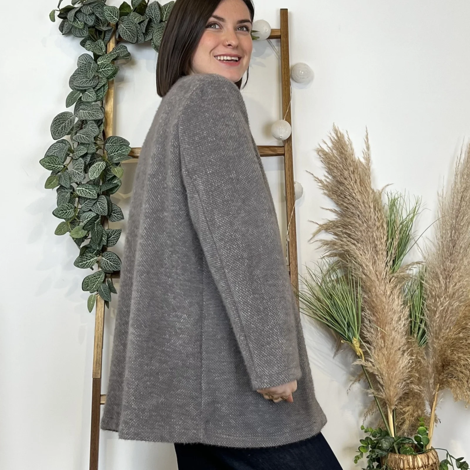 K593 - Veste d'intérieur ouverte - gris - taille-unique