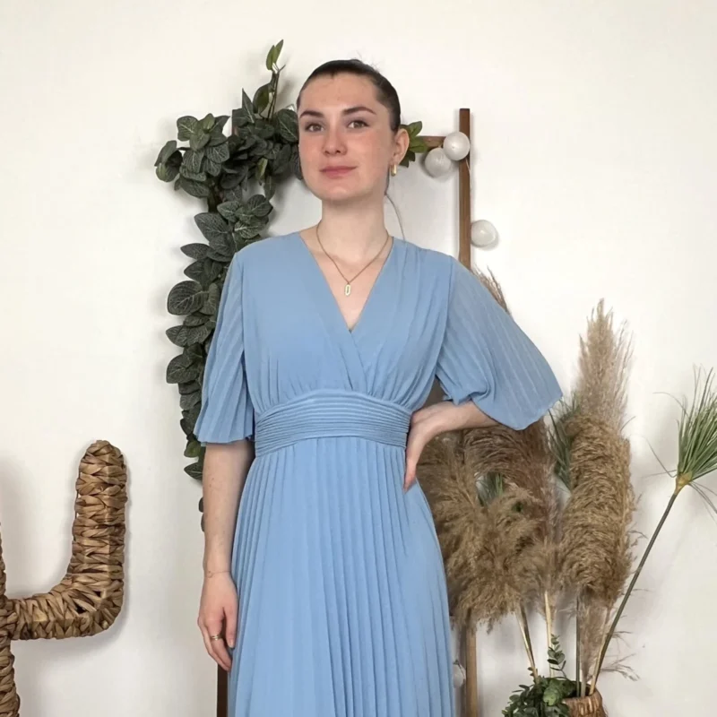 I940 - Robe coupe Empire - bleu-ciel - taille-unique