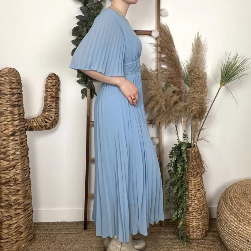 I940 - Robe coupe Empire - bleu-ciel - taille-unique