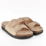Claquettes ouvertes 2 boucles (T36-T41) - taupe-kaki - 41