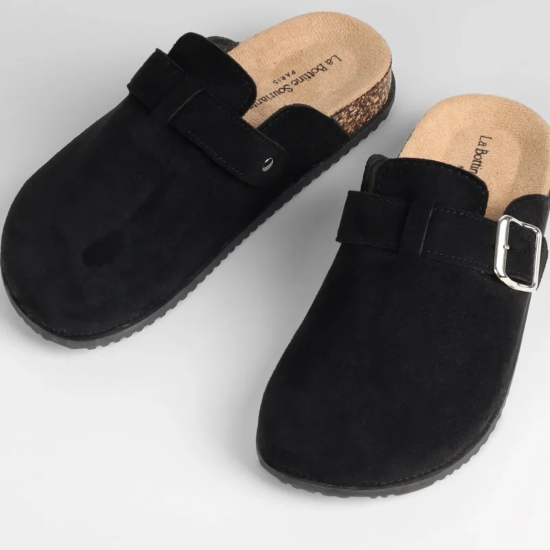 R252- Mules fermées à boucle femme - noir - 41