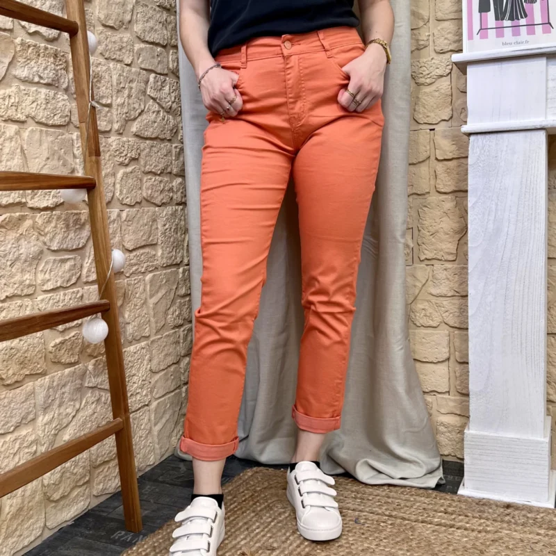 Jean 7/8ème corail - corail