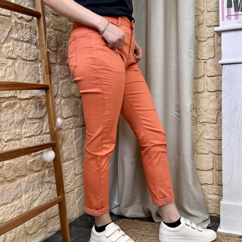 Jean 7/8ème corail - corail - 44