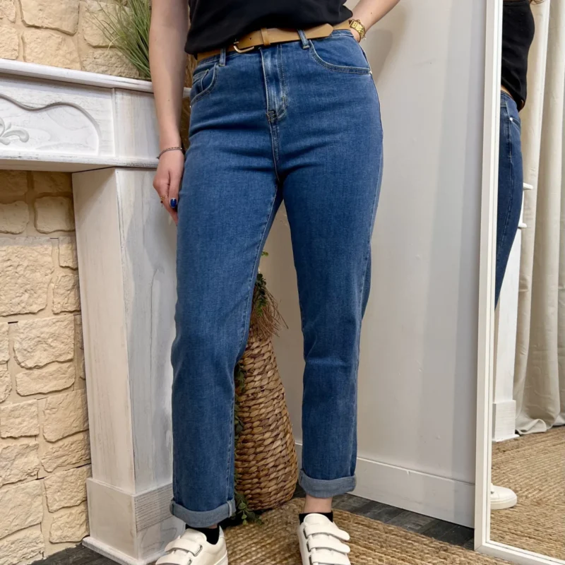 Jean Mom avec ceinture - denim - 44