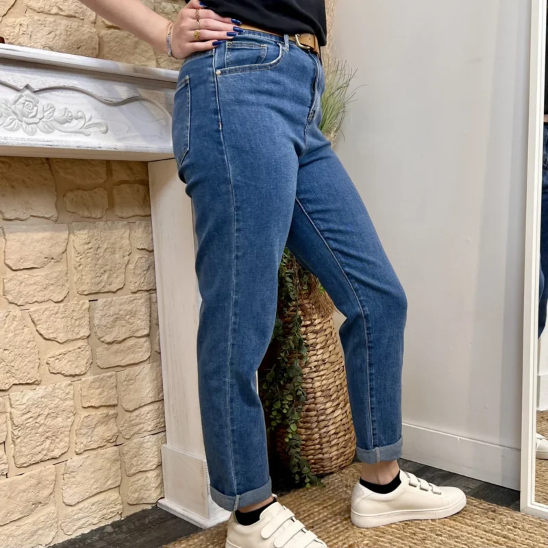 Jean Mom avec ceinture - denim - 44