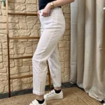 Jean Mom femme VOGGO de couleur T36-T44 - blanc - 44
