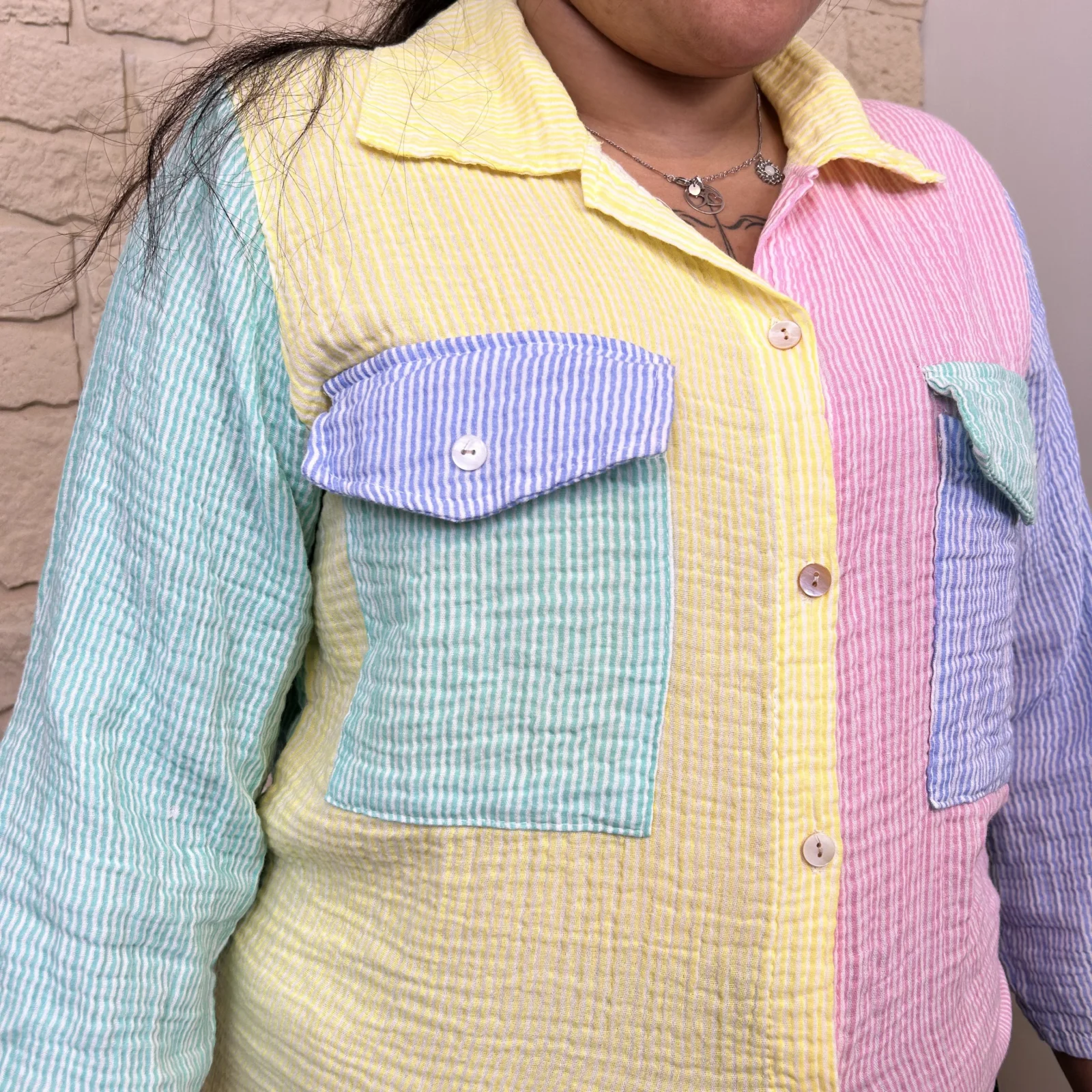 Chemise à rayure (TU) - jaune-colbl - taille-unique
