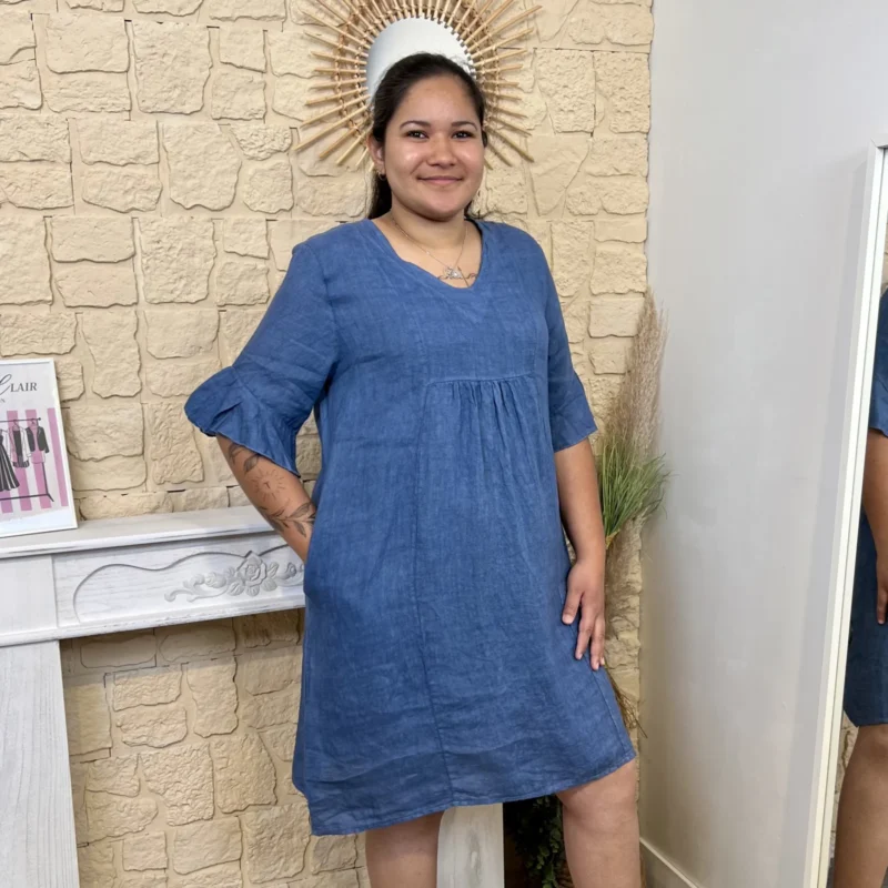 Robe en lin (TU) - bleu-jeans - taille-unique