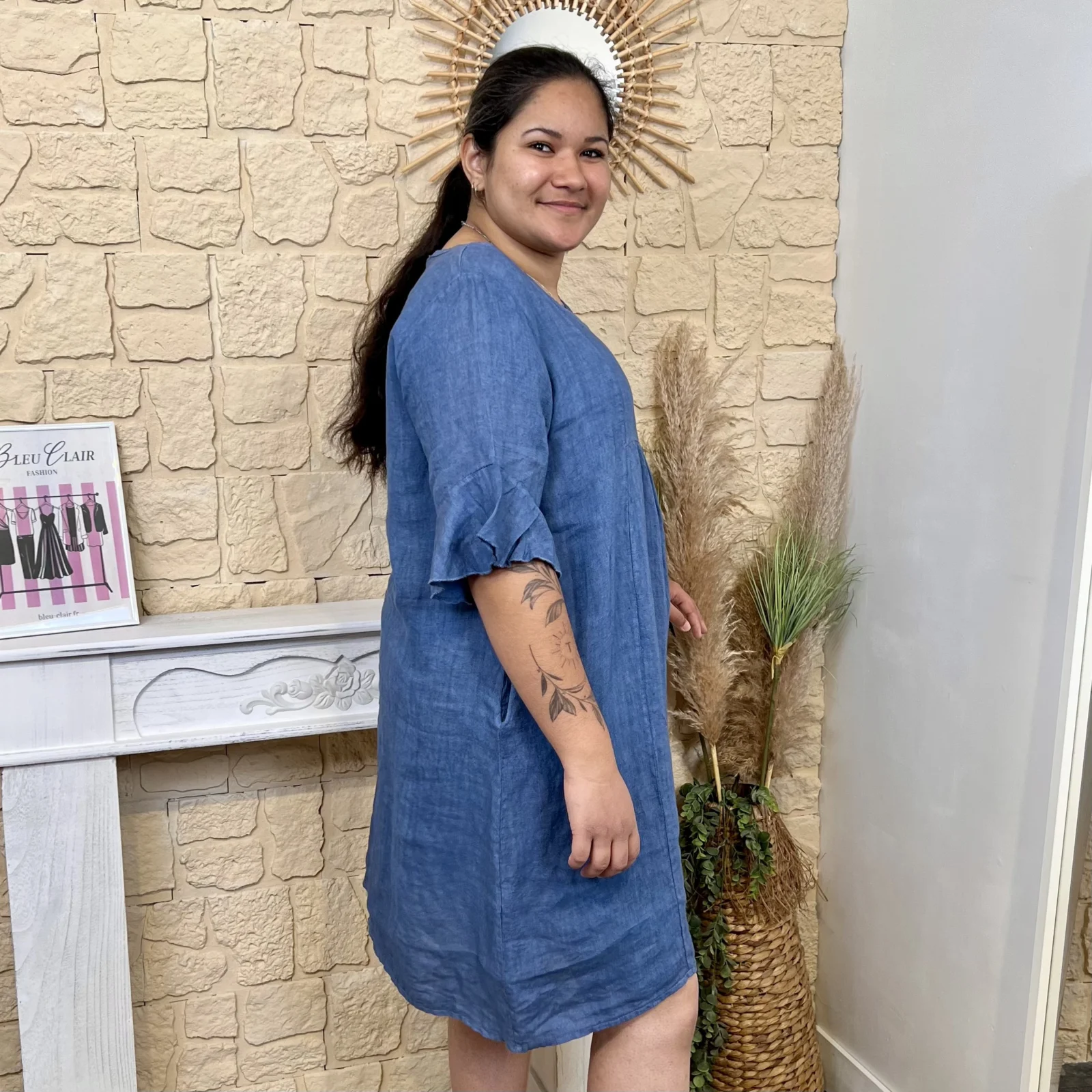 Robe en lin (TU) - bleu-jeans - taille-unique