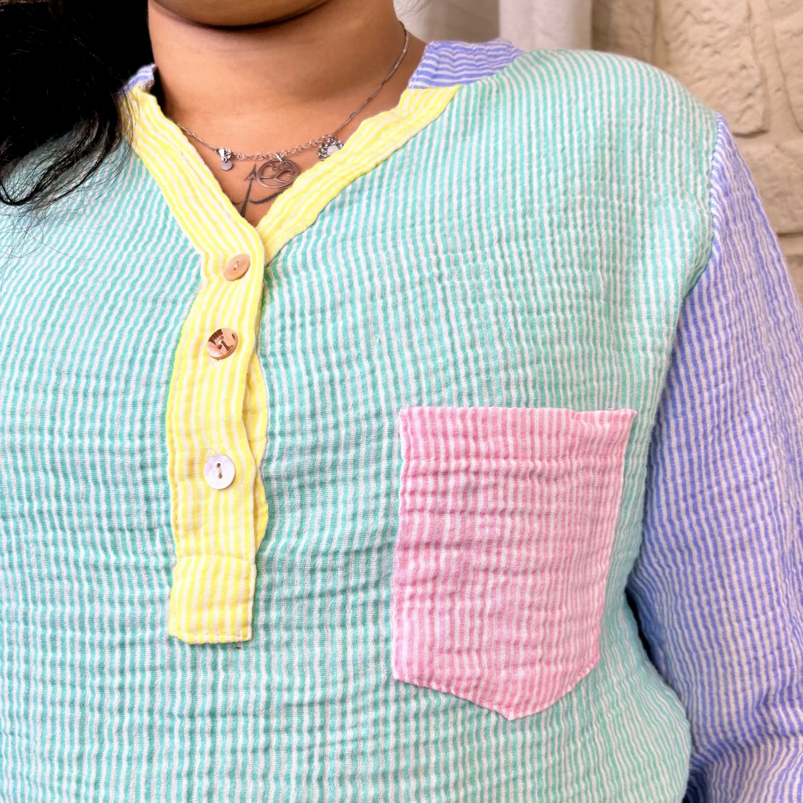 Blouse à rayures (TU) - bleu-jeans-colbl - taille-unique