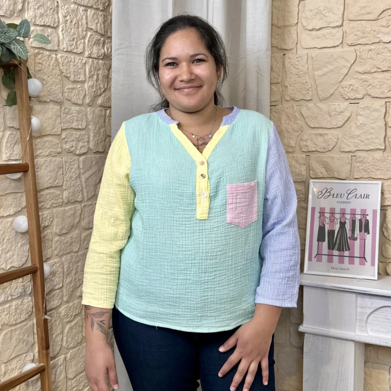 Blouse à rayures (TU) - bleu-jeans-colbl - taille-unique