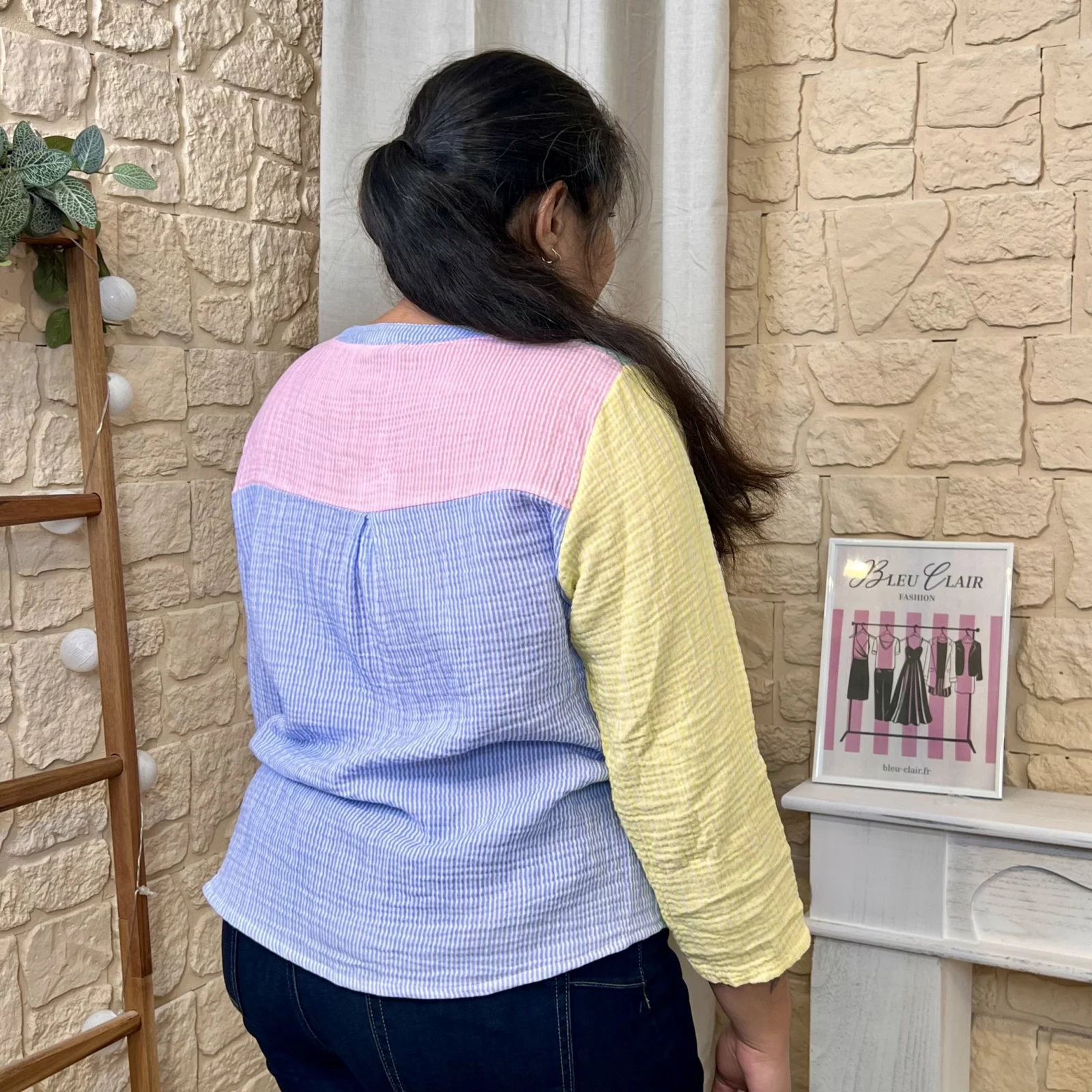 Blouse à rayures (TU) - bleu-jeans-colbl - taille-unique