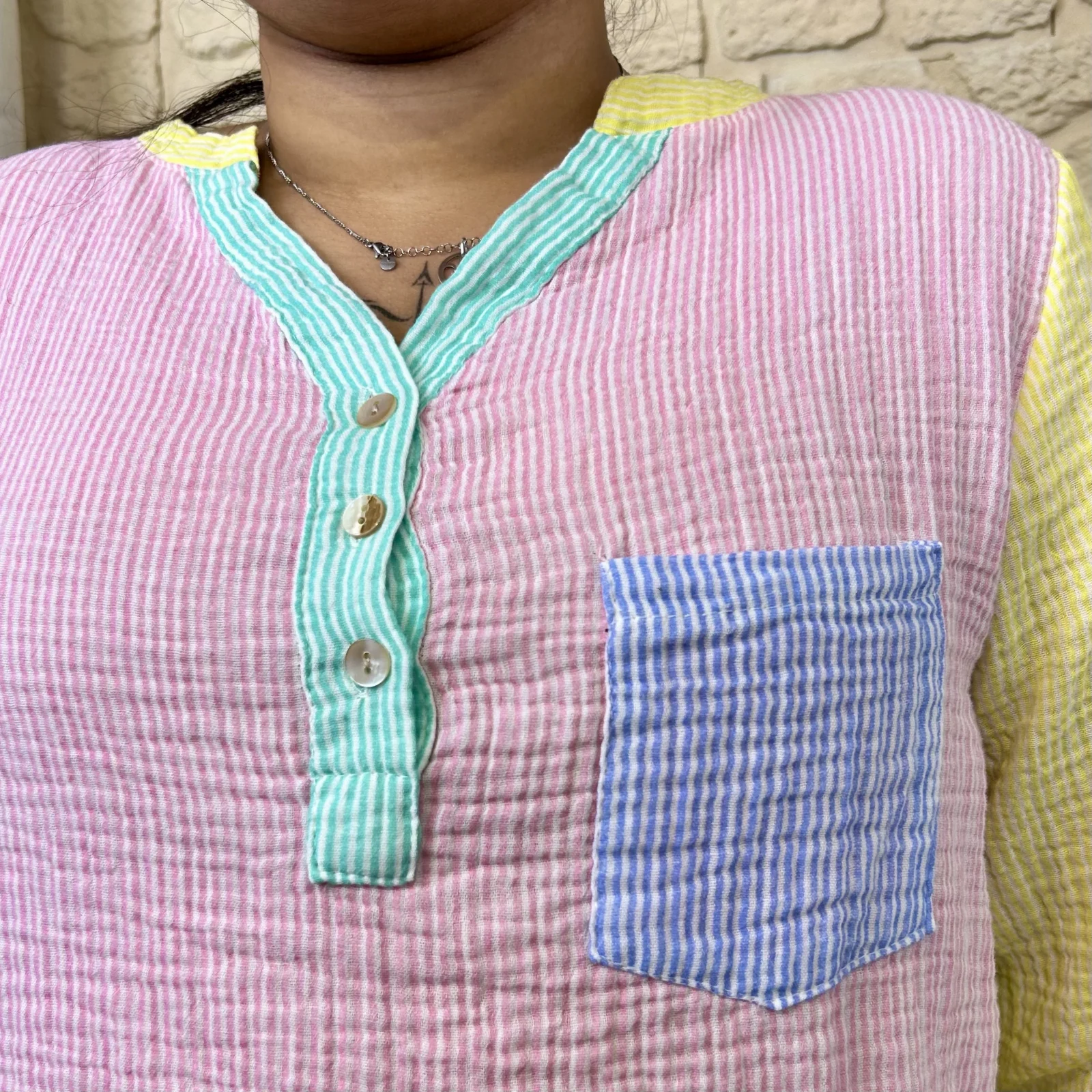Blouse à rayures (TU) - jaune-colbl - taille-unique