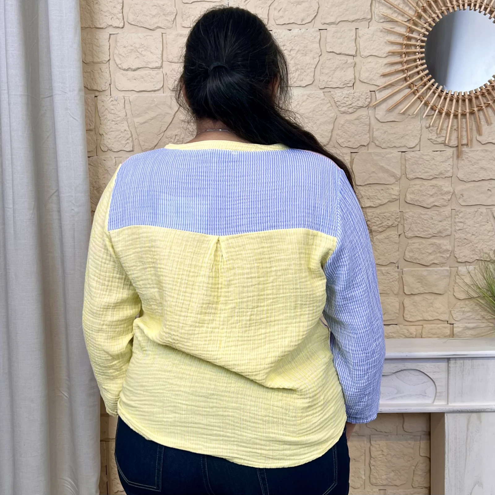 Blouse à rayures (TU) - jaune-colbl - taille-unique