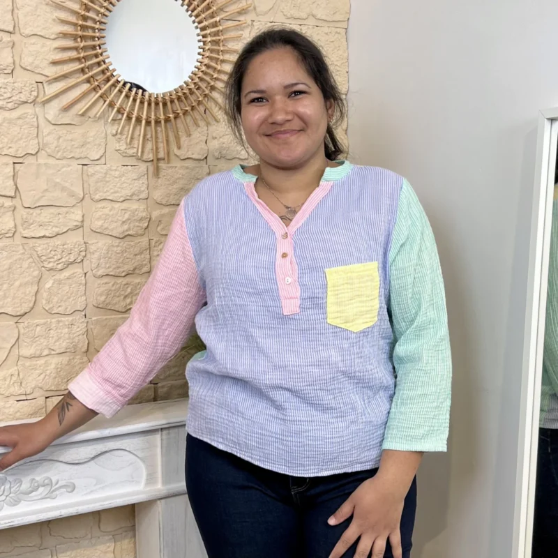 Blouse femme pastel « Tendance » - vert-deau - taille-unique