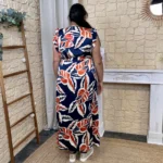 Robe longue feuillage (T40-T48) - marine - 48