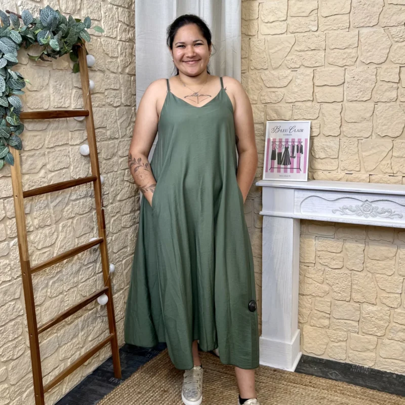 Robe longue fluide - kaki - taille-unique