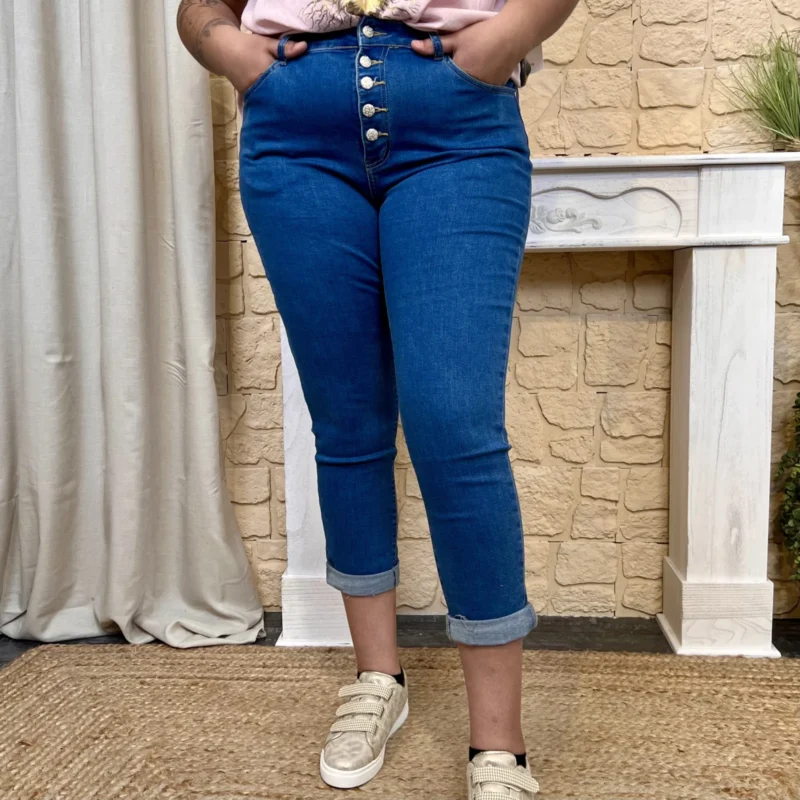 Jean 7/8ème boutons (T42-T50 - denim - 50