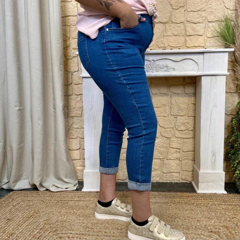 Jean 7/8ème boutons (T42-T50 - denim - 50
