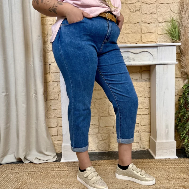Jean MOM ceinturé (T42-T50) - denim - 50