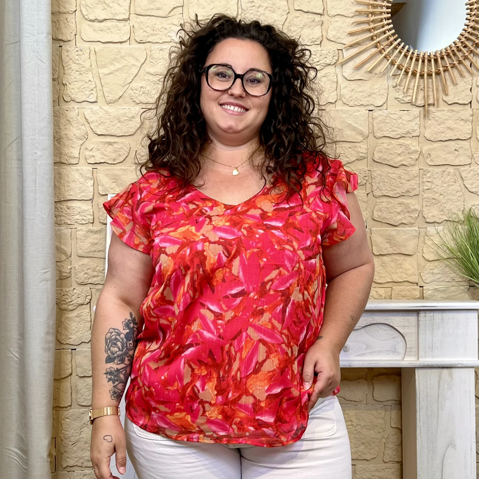 Blouse fluide (T40-T48) - rouge - 48