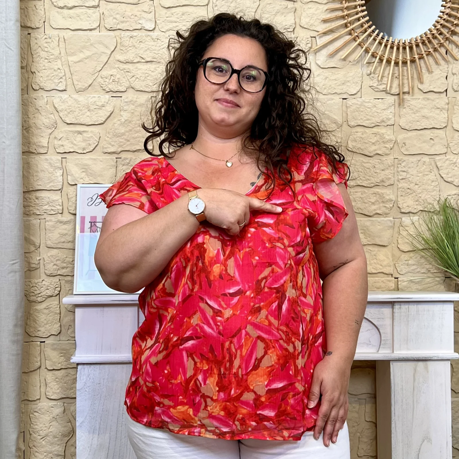 Blouse fluide (T40-T48) - rouge - 48