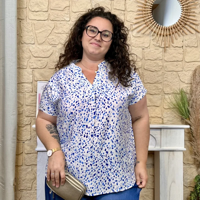 Blouse à pois - bleu-royal - 52