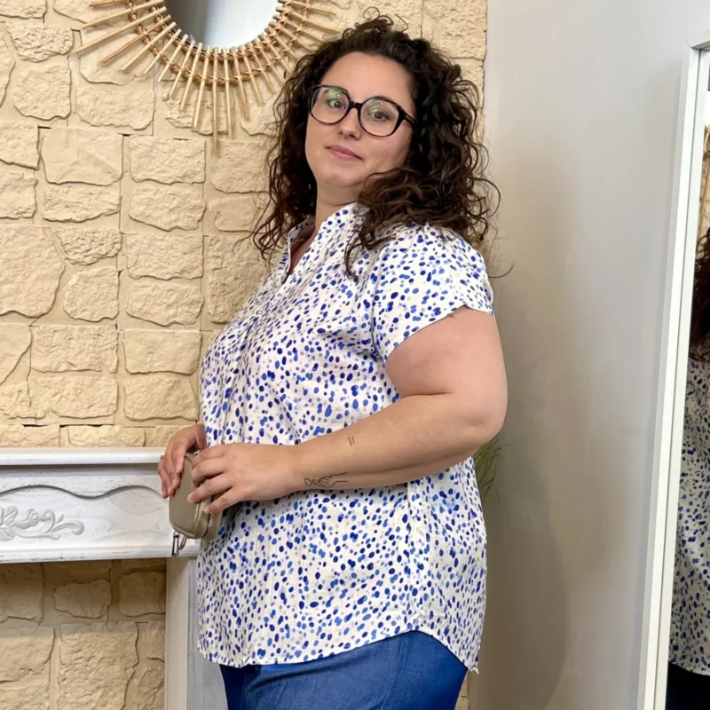 Blouse à pois - bleu-royal - 52