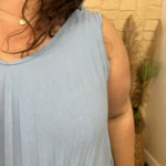 Débardeur plissé. "Jolies Formes" (TU) - bleu-ciel - taille-unique-grande-taille