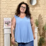 Débardeur plissé. "Jolies Formes" (TU) - bleu-ciel - taille-unique-grande-taille