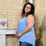 Débardeur plissé. "Jolies Formes" (TU) - bleu-ciel - taille-unique-grande-taille