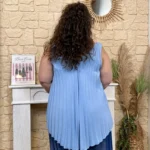 Débardeur plissé. "Jolies Formes" (TU) - bleu-ciel - taille-unique-grande-taille