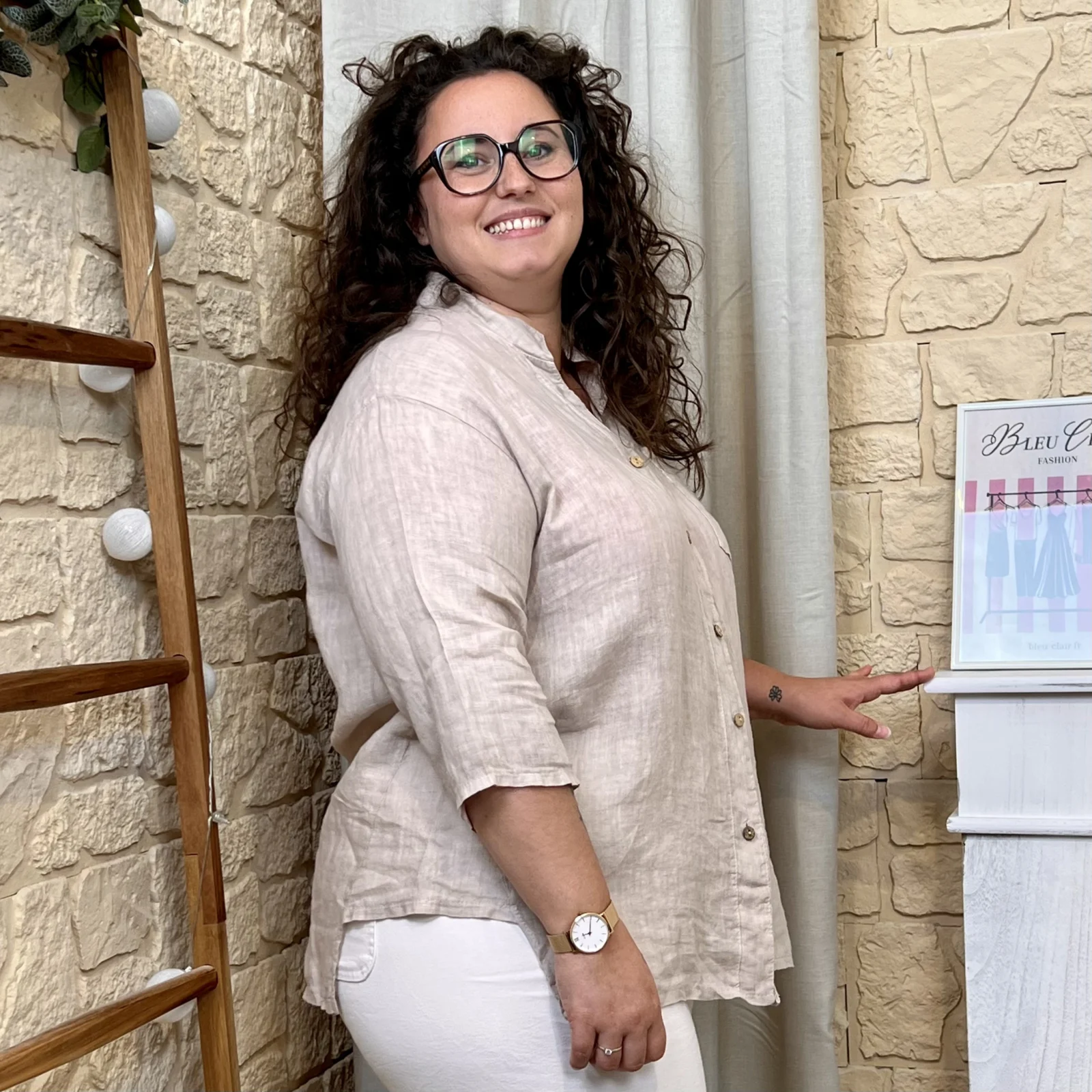Chemise en lin - beige - taille-unique-grande-taille