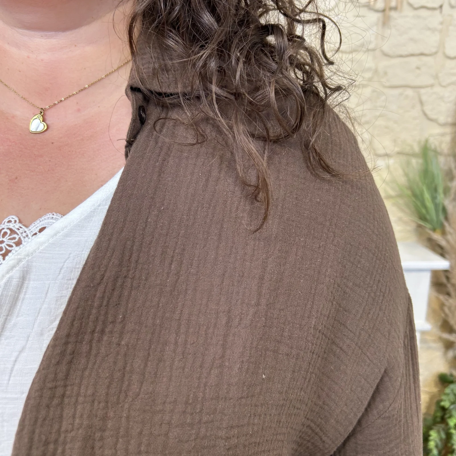 Sur-Chemise Longue "Oeil brodé" - marron-choco - taille-unique