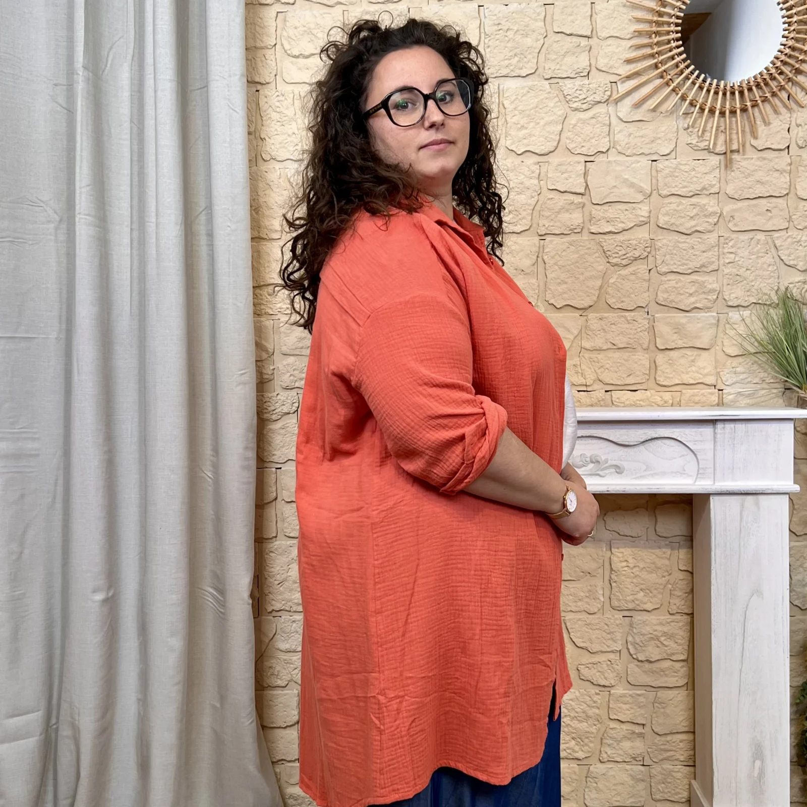 Sur-Chemise Longue "Oeil brodé" - rouille - taille-unique