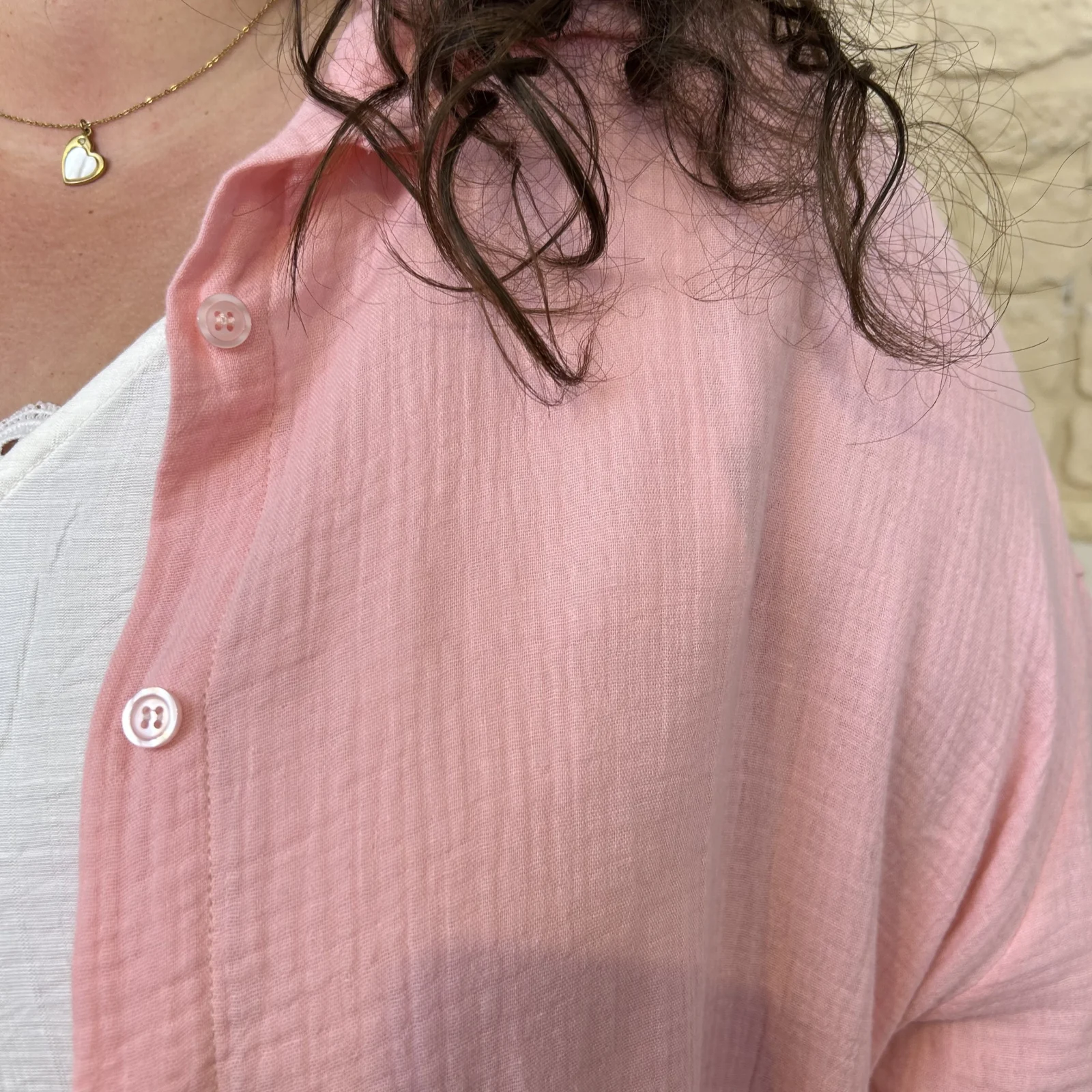 Sur-Chemise Longue "Oeil brodé" - rose-pale - taille-unique