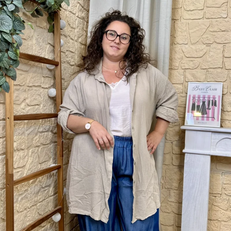 Sur-Chemise Longue bohème - beige - taille-unique
