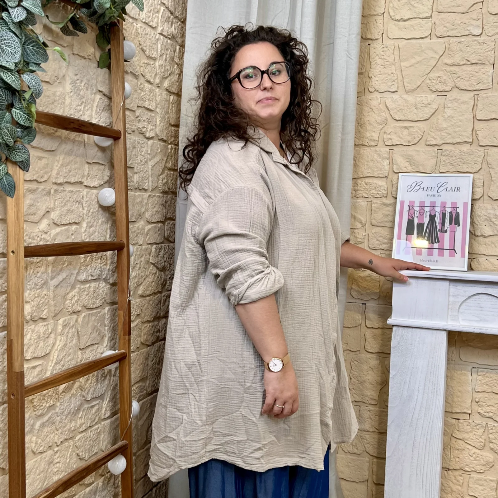 Sur-Chemise Longue bohème - beige - taille-unique