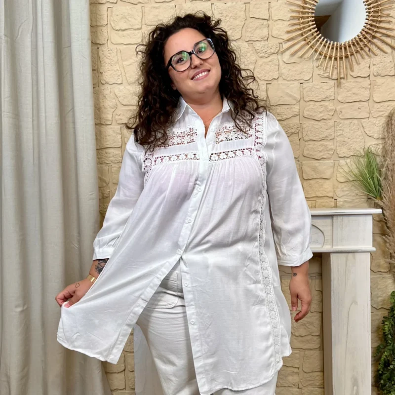 Chemise longue - blanc - 58