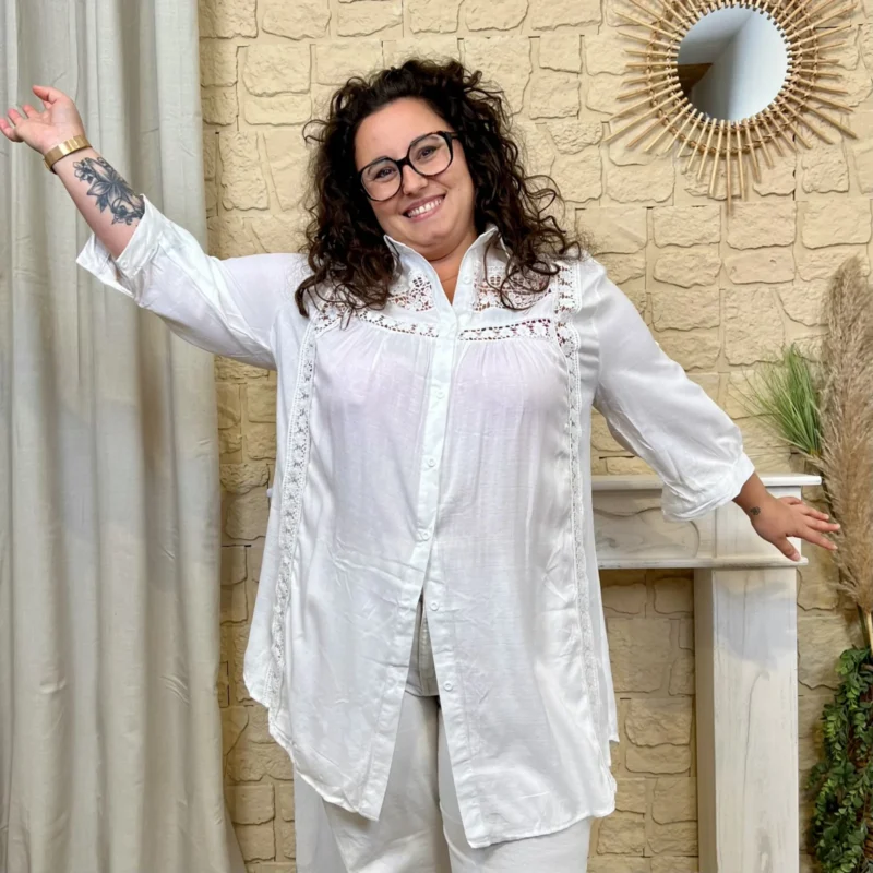 Chemise longue - blanc - 58