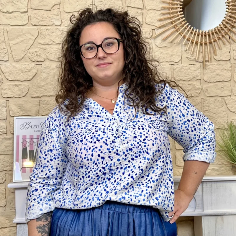 Blouse tachetée Christy - bleu-royal - 52