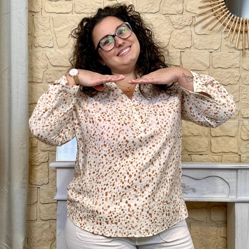 Blouse fluide petits pois « Jolies Formes » - ecru - 52
