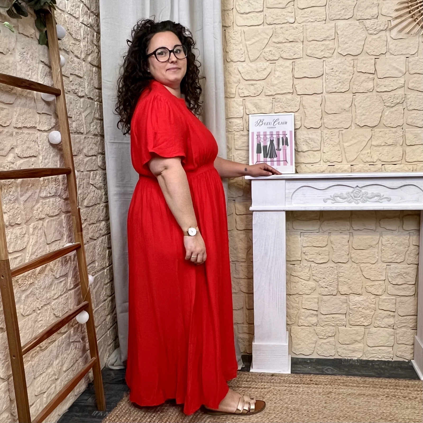 Robe longue fluide (T40-T48) - rouge - 48