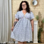 Robe bohème rayée (T40-T48) - bleu-ciel - 48