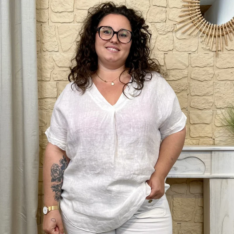 Blouse en lin - blanc - taille-unique-grande-taille